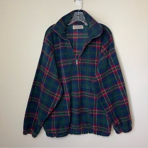 TEXTURES VINTAGE TARTAN PLAID 1/4 ZIP FLEECE PULLOVER UNISEX SWEATSHIRT SIZE XL